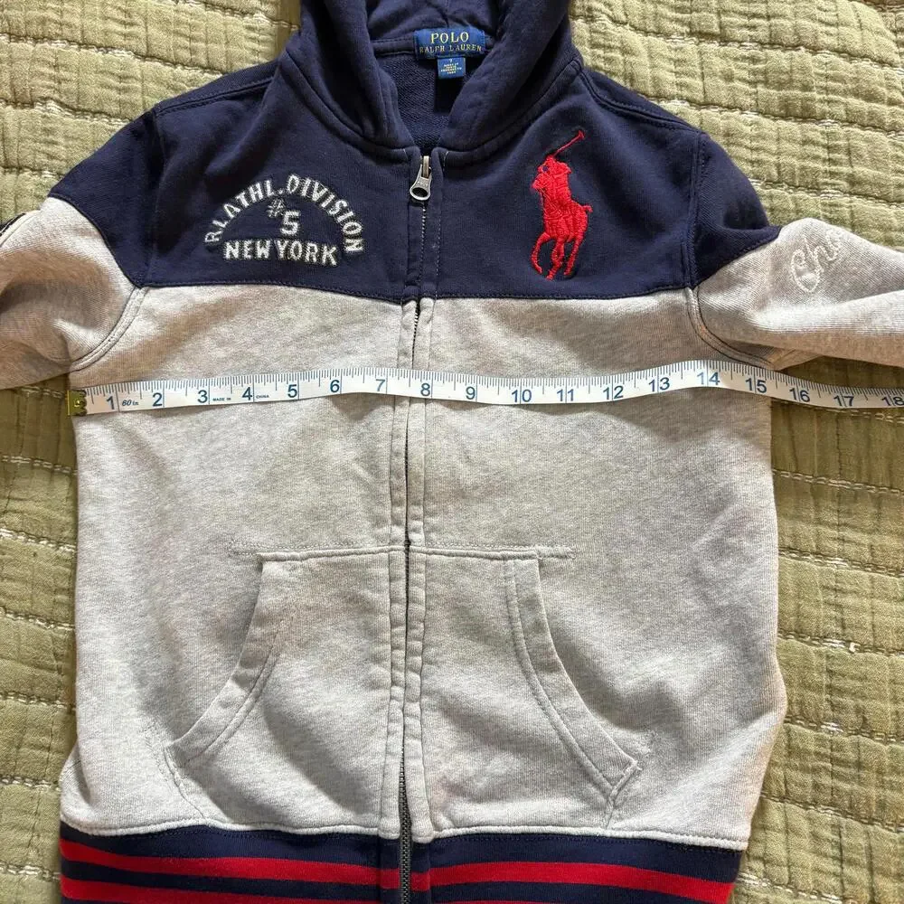 POLO RALPH LAUREN SZ‎ 7 Big Pony Athletic Division #5 Champs Boys Hoodie Jacket